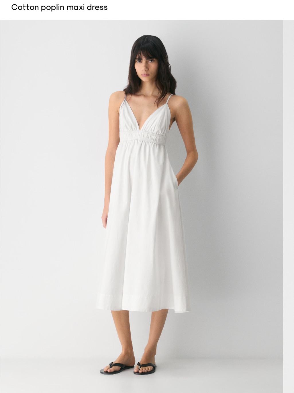 Aritzia White Spaghetti-Strap Midi Dress